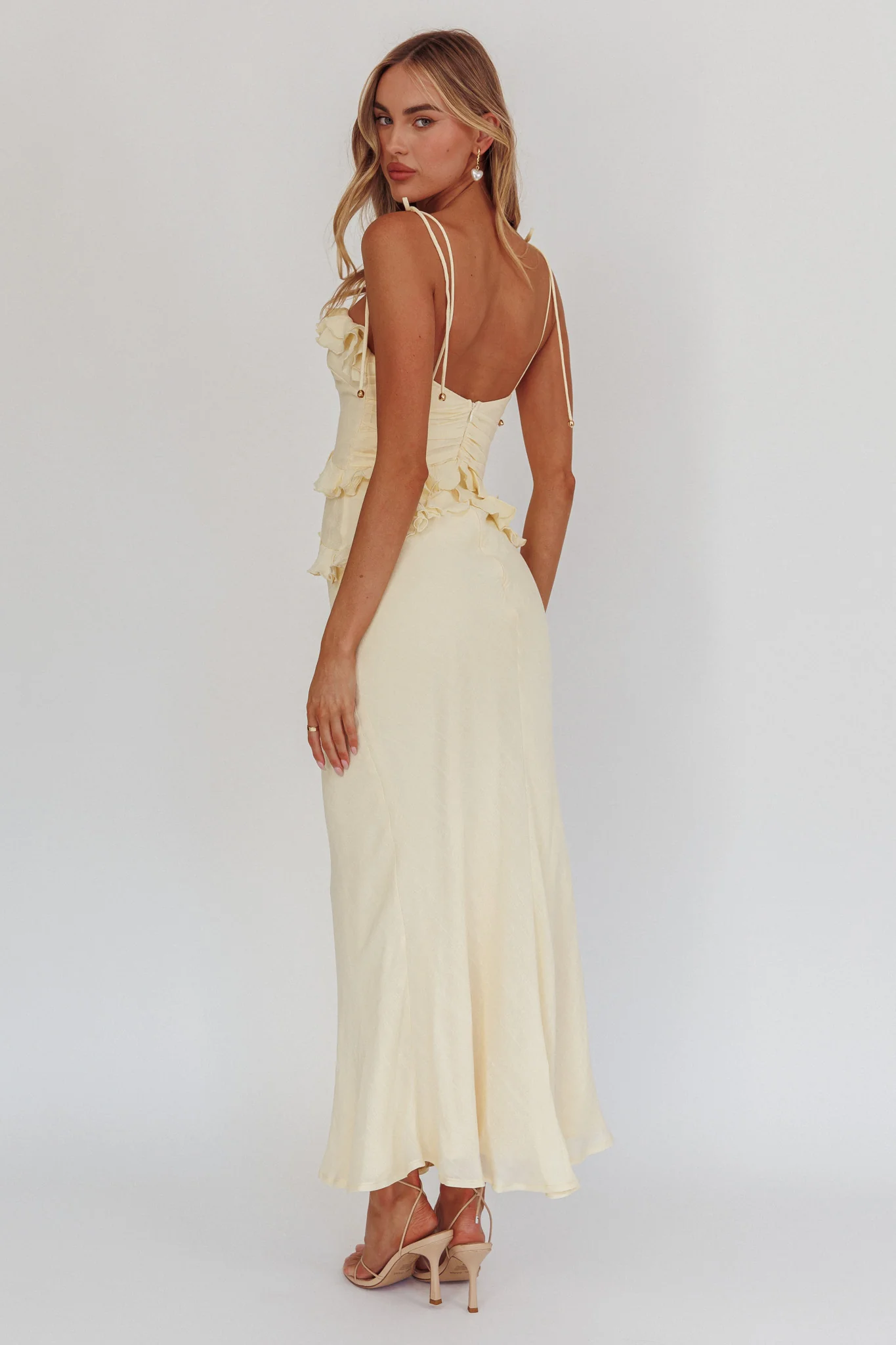 On A Roll Frill Trim Maxi Dress Yellow