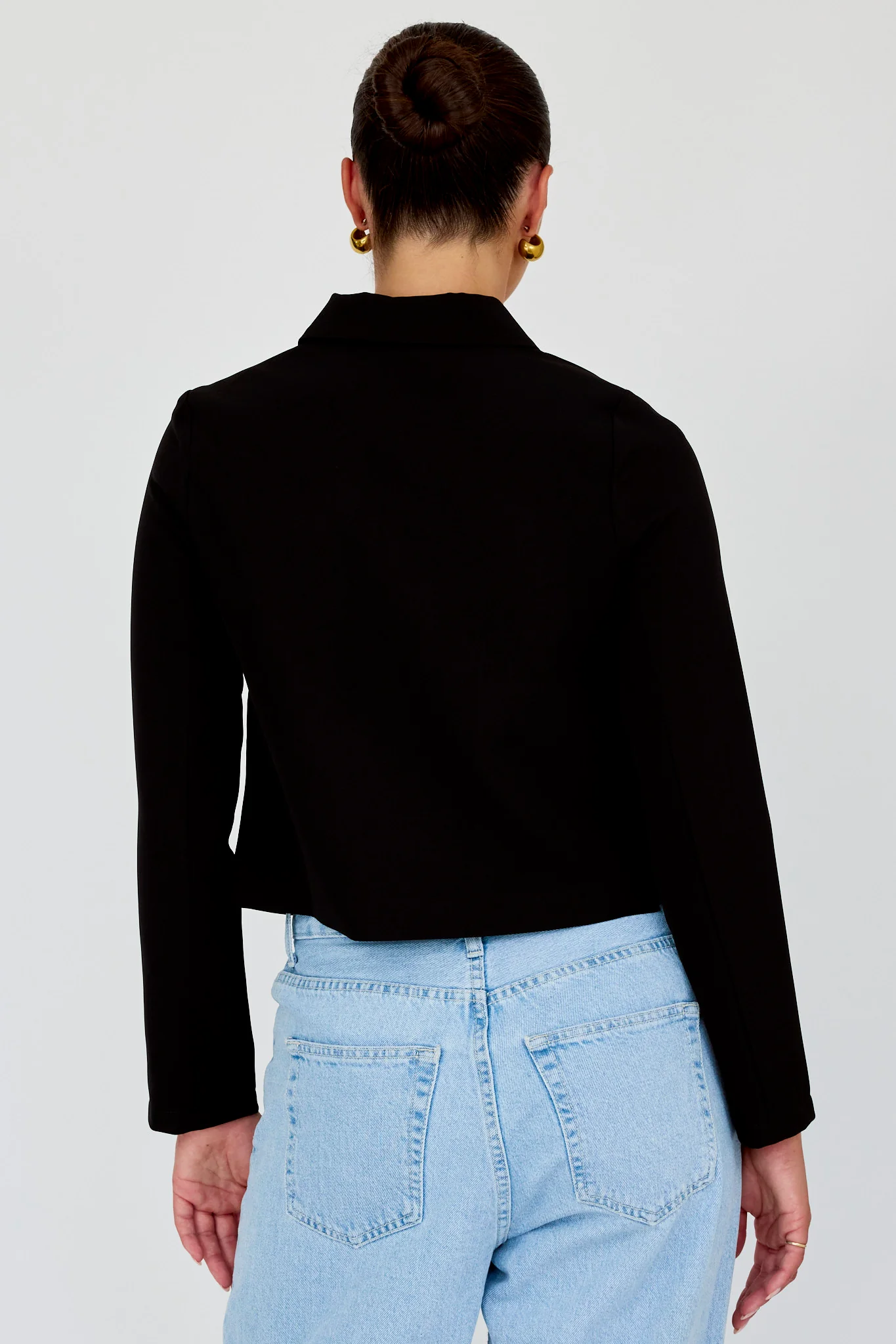 Marsha Button Front Crop Jacket Black