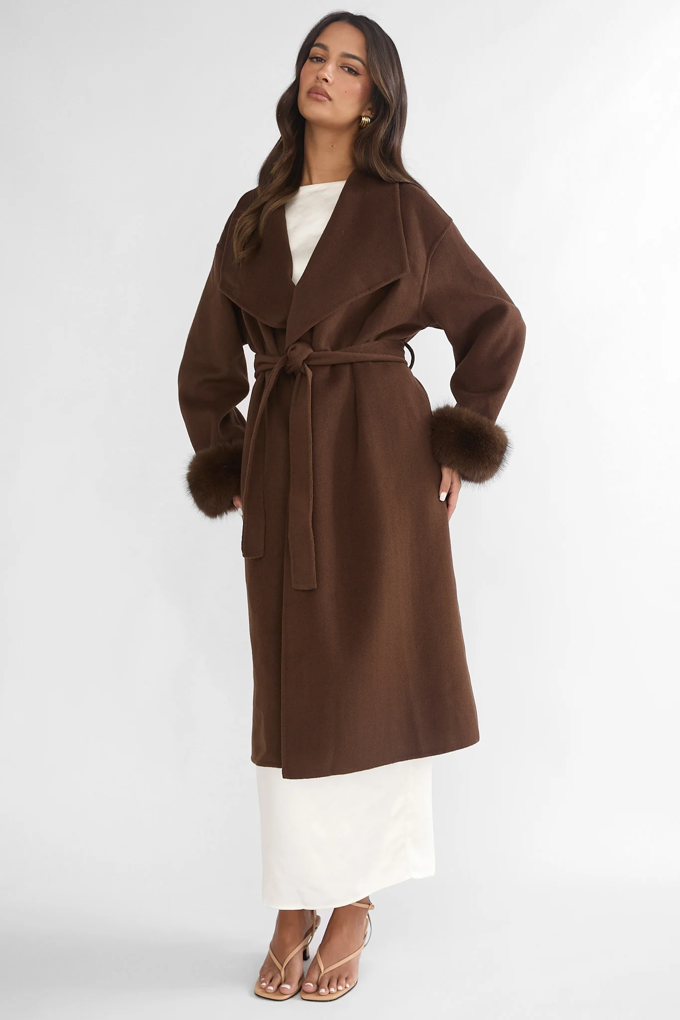Zannora Faux Fur Coat Chocolate