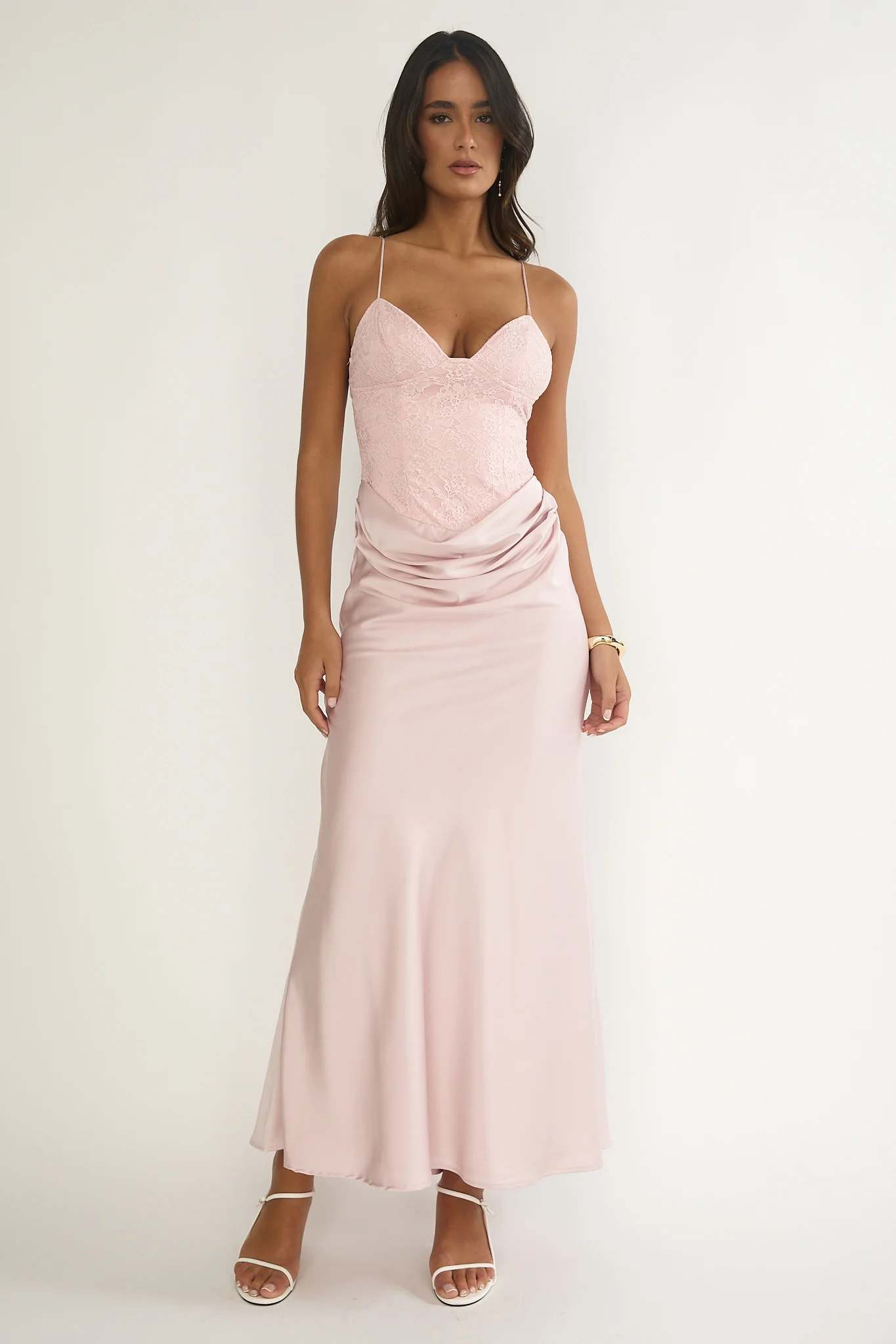 Faelis Draped Waist Maxi Dress Pink