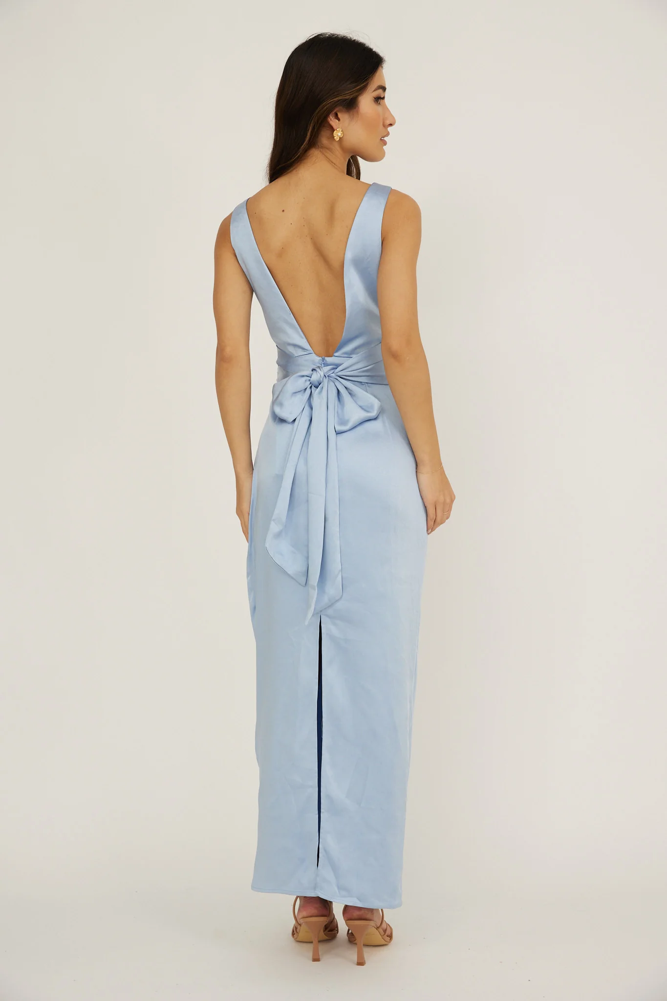 Leila Boat Neck Midi Dress Blue