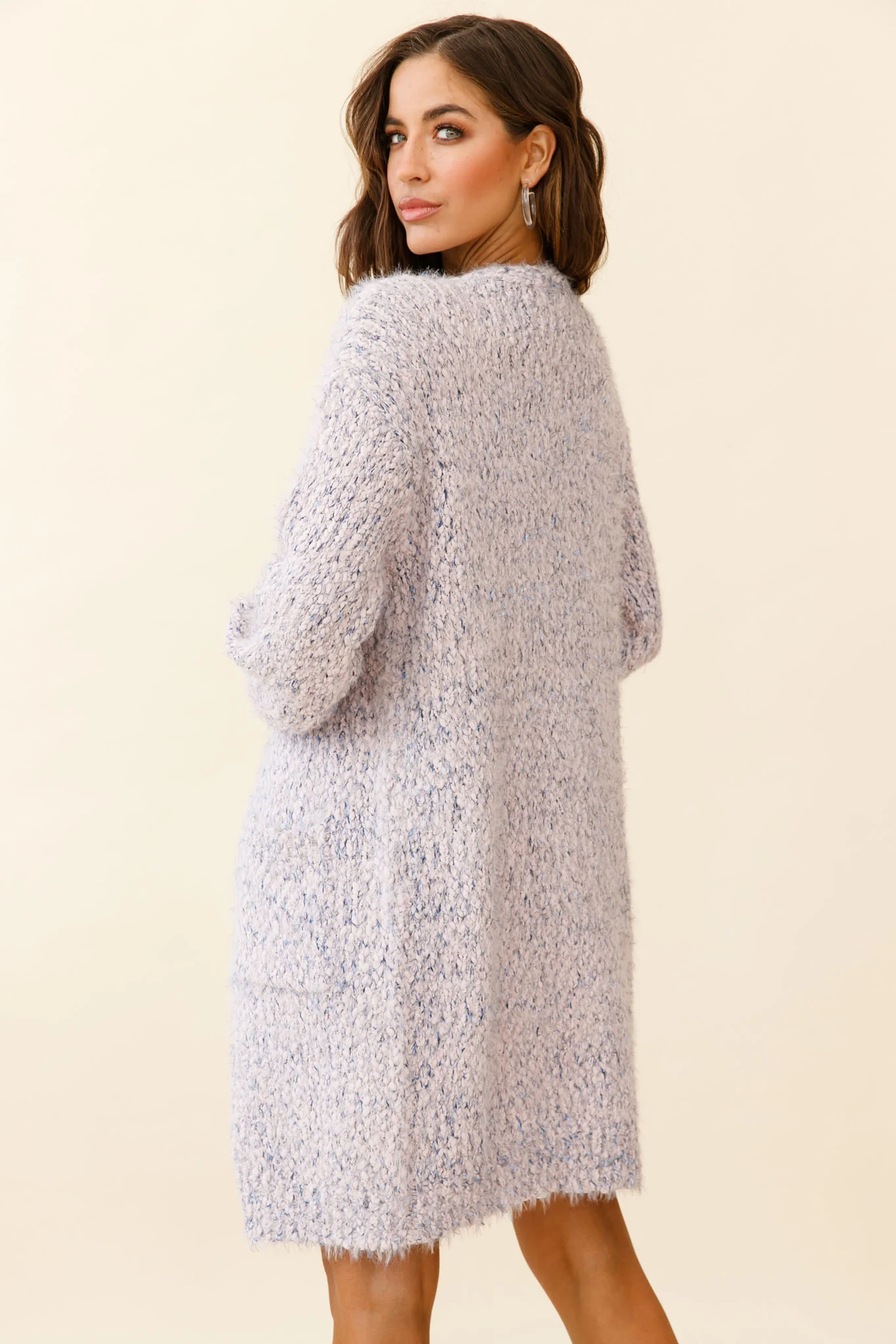 Johanna Long Sleeve Pocket Cardigan Mottled Pink