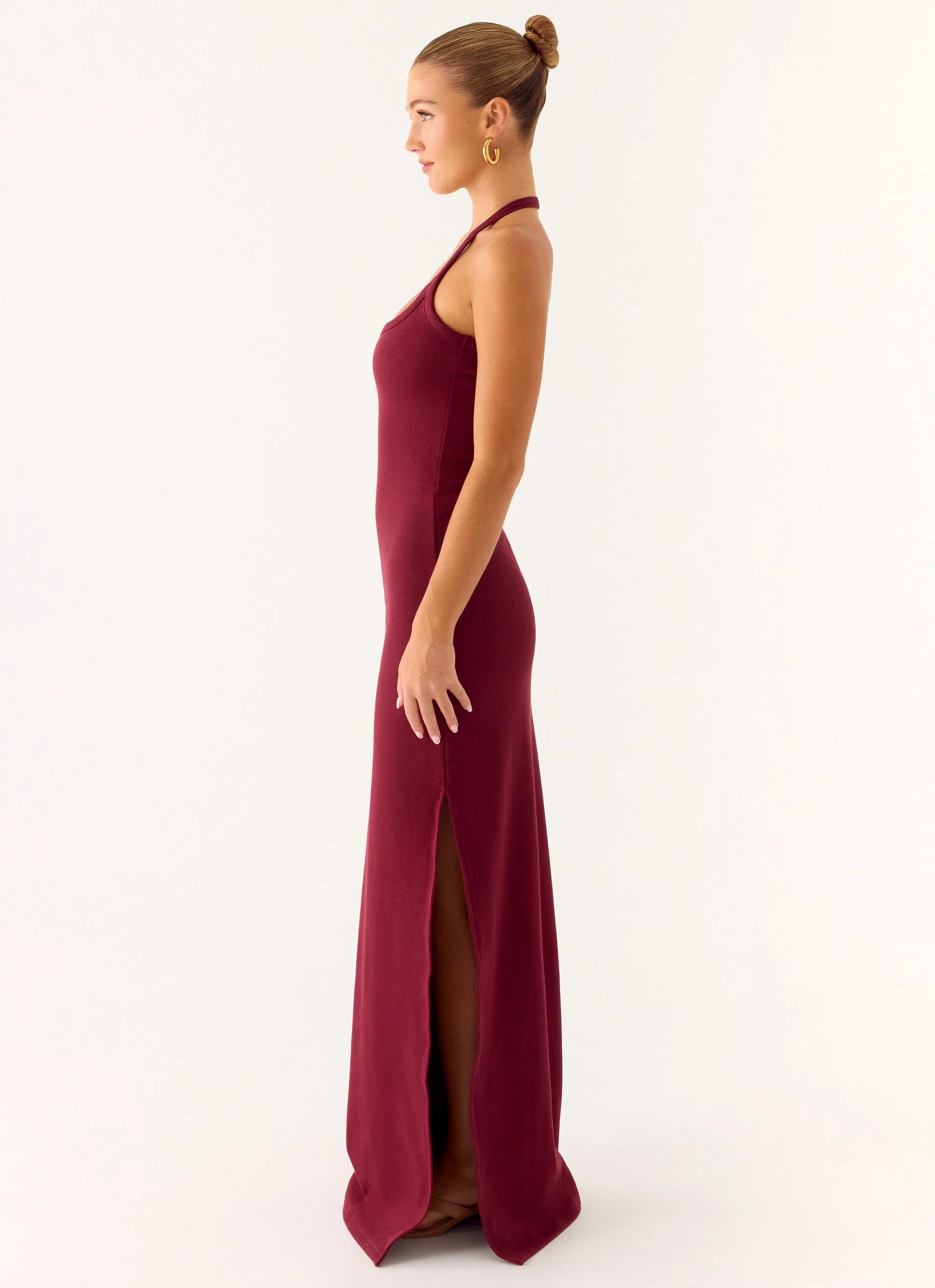 Kill This Love Ribbed Maxi Dress - Dark Cherry
