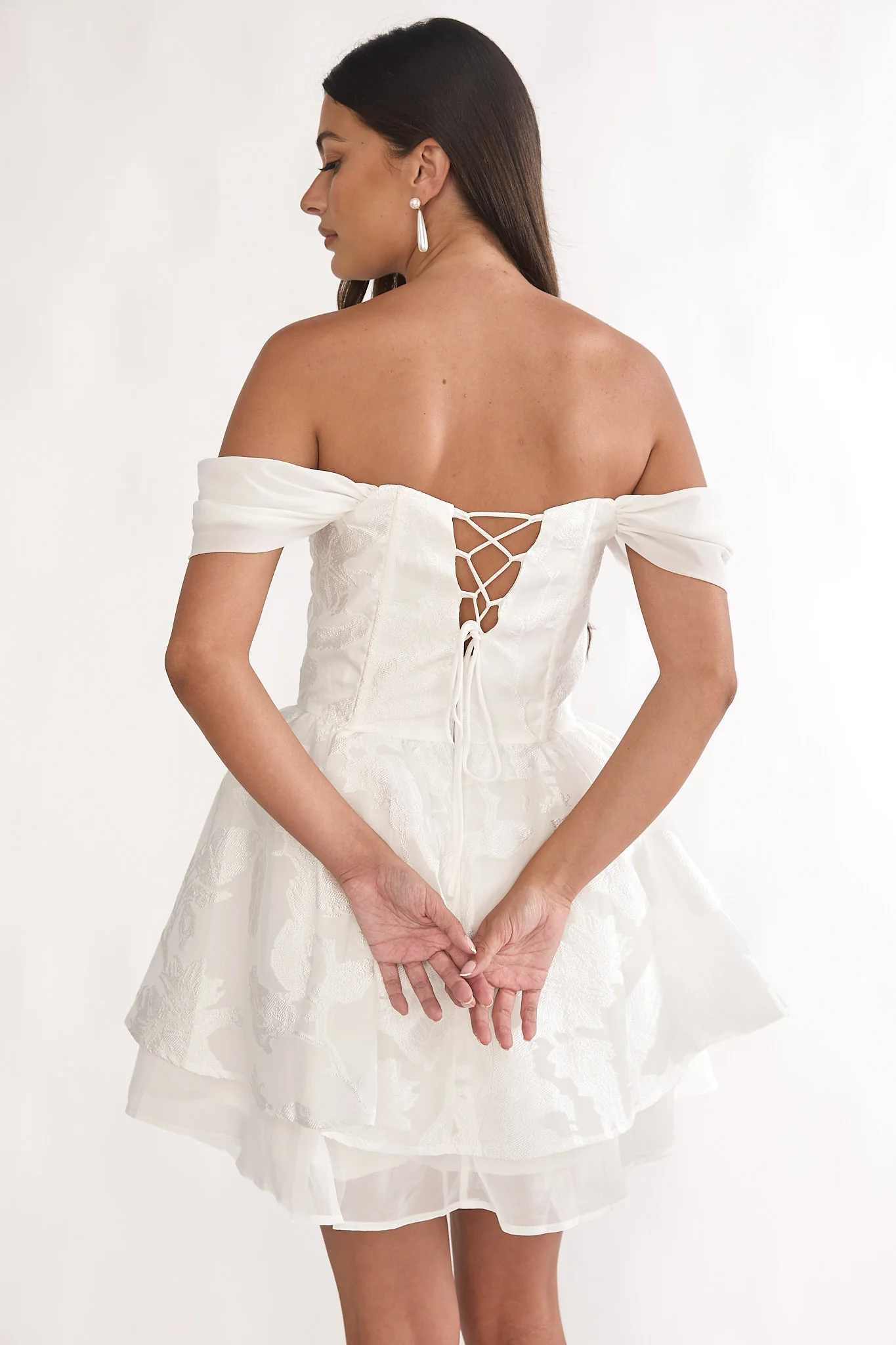 Lusting Off Shoulder Mini Dress White