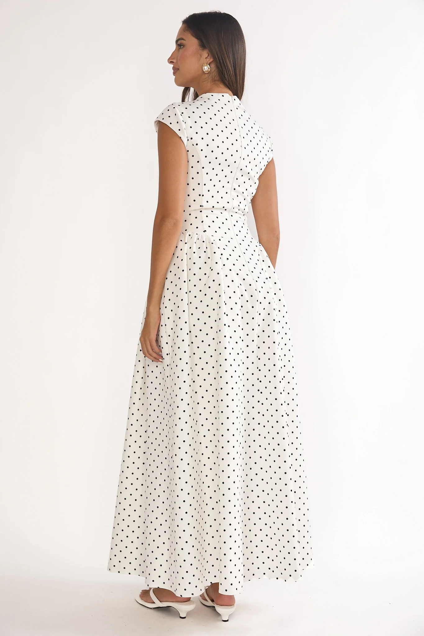 Lynnie Cap Sleeve Maxi Dress Polka Dot