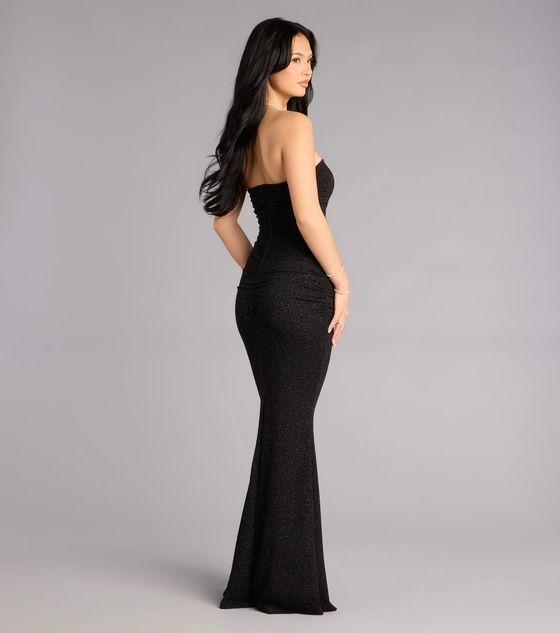 Darcy Glitter Strapless Mermaid Formal Dress