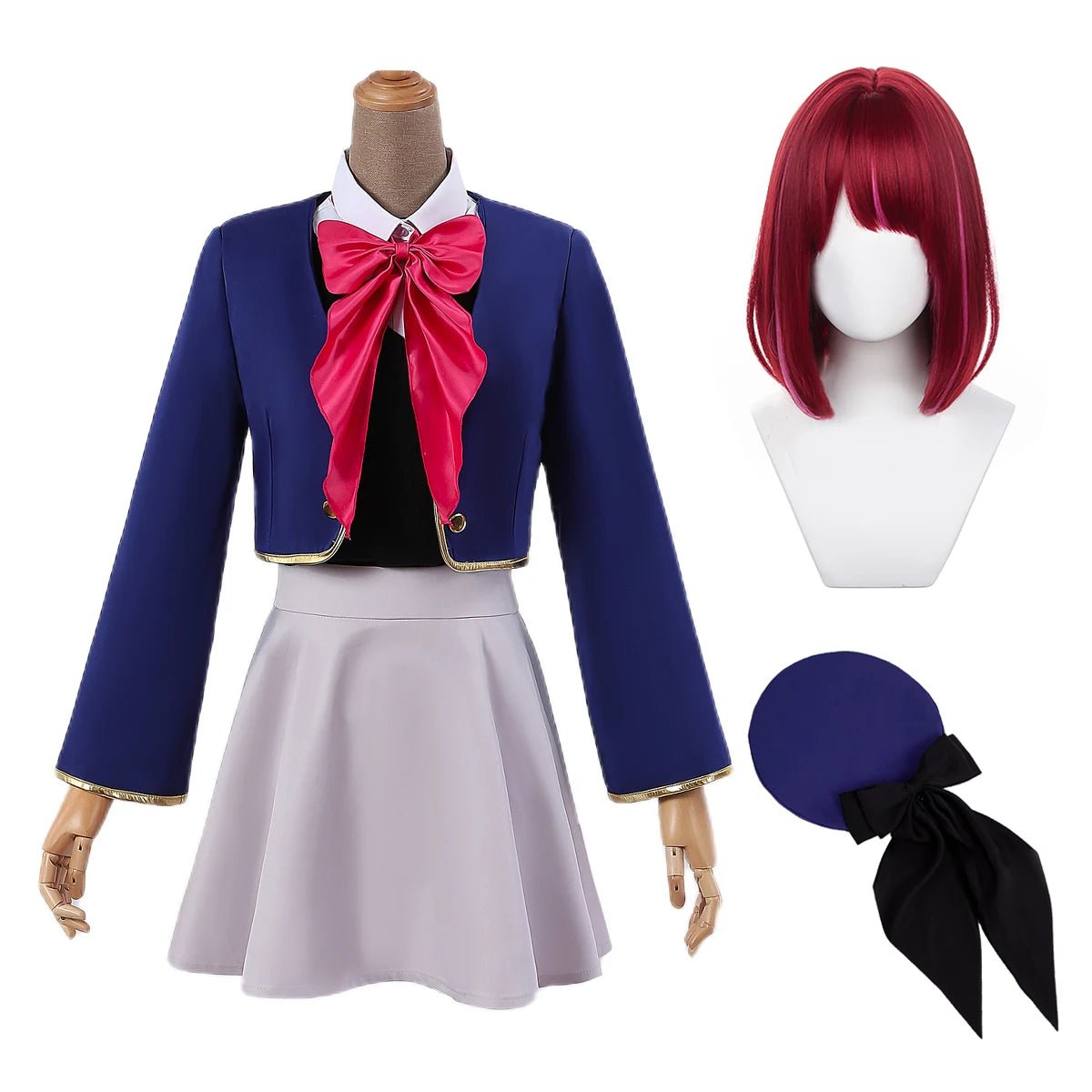 OSHI NO KO Anime Arima Kana Cosplay Kostüm Perücke Schuluniform Kleidung Blauer Jacket Rock Rose Netz Synthetische Faser Geschenk