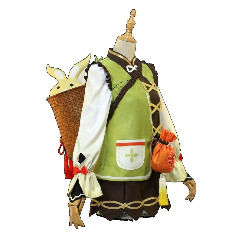 Yaoyao Cosplay Kostüm Halloween Karneval Outfit mit Perücke & Rucksack für Frauen & Kinder