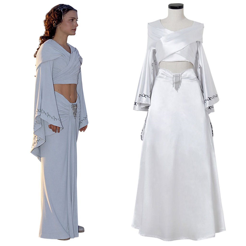 Padme Amidala Cosplay Kostüm Weißes Crop Top und Rock