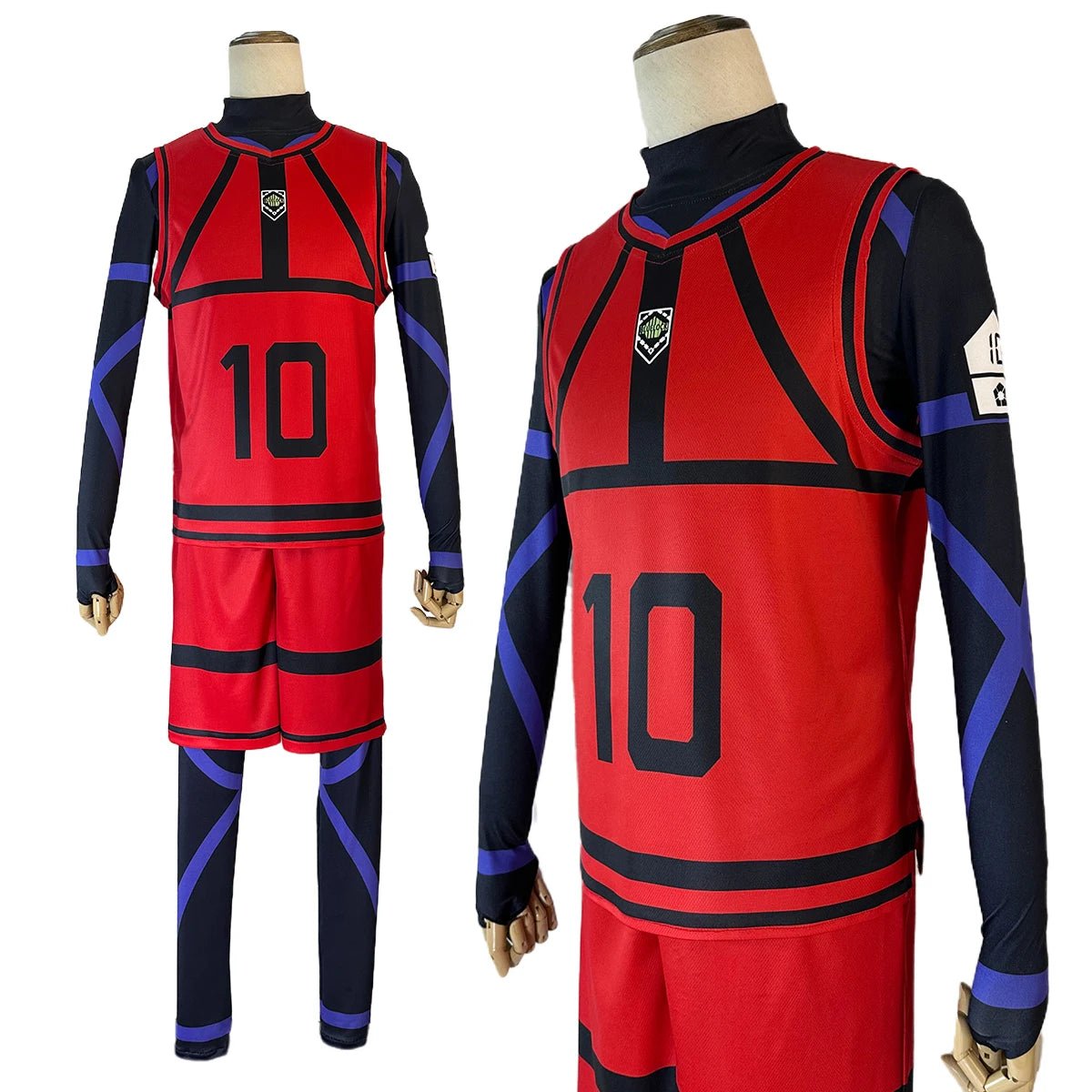 Blue Lock Anime Cosplay Kostüm Perücke Reo Nagi Rin Kunigam Rote Fußball Trainingsuniform Tägliche Tragen Rose Netz Synthetisch