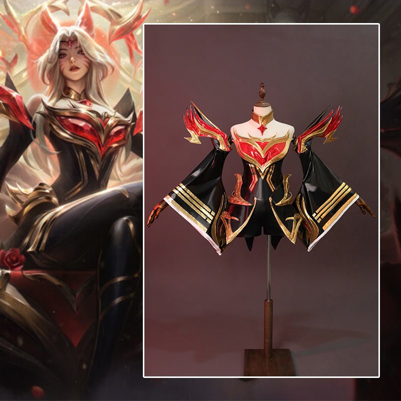 Spiel LOL Cosplay Kostüm LOL Neunschwänziger Dämonenfuchs Ahri Outfit Halloween Damen Anzug