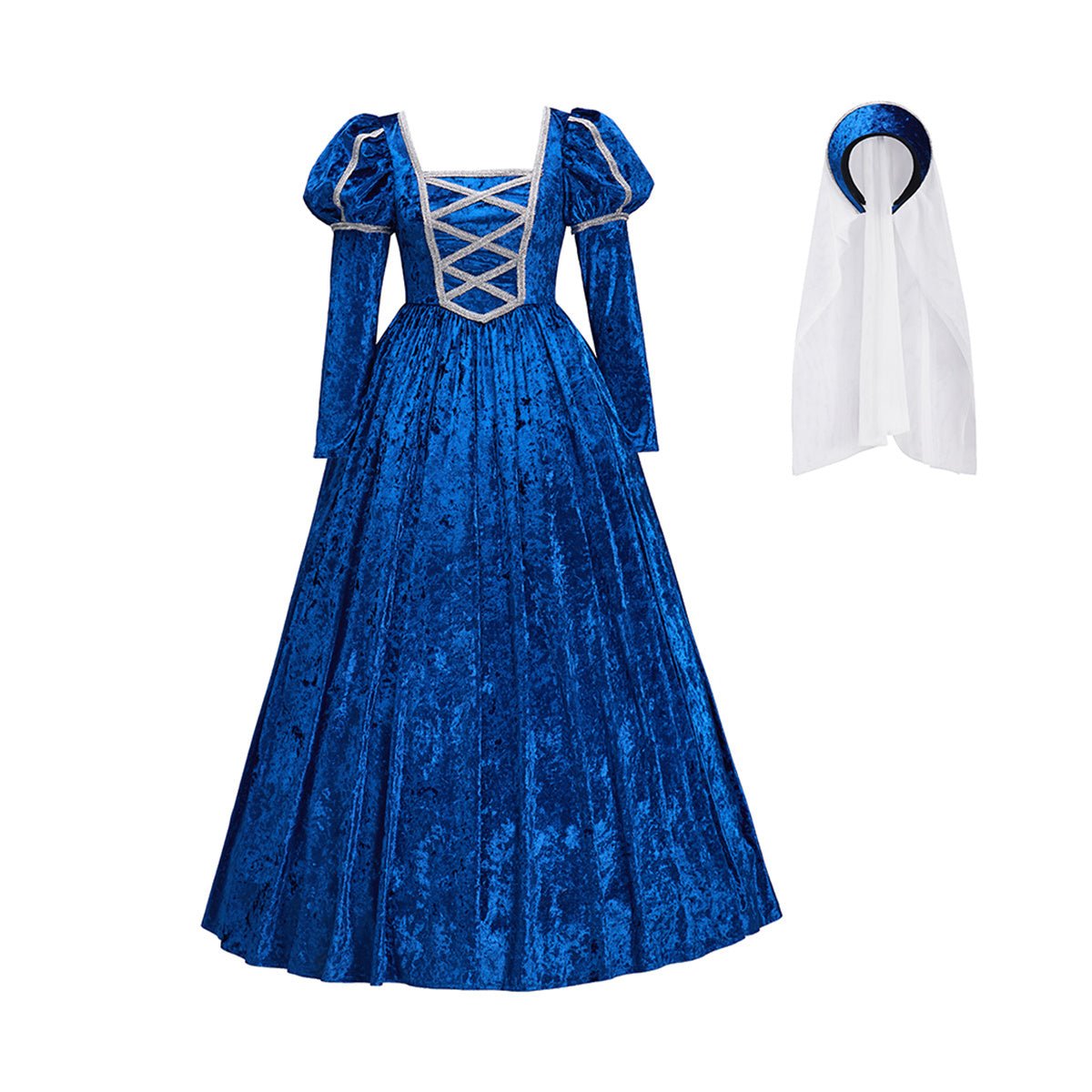 Mittelalter Renaissance Blaues Kleid Cosplay Kostüm