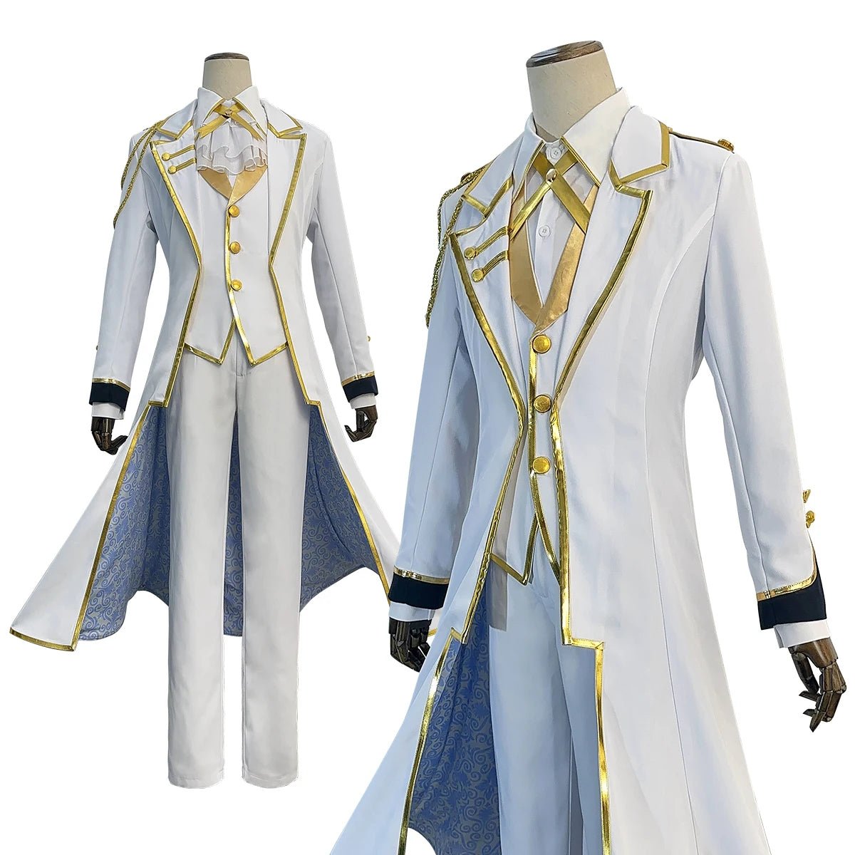 Blue Lock Anime NAGI Cosplay Kostüm Perücke Engel und Dämonen Serie Mantel Hose Weiße Uniform Rose Netz Cos Convention