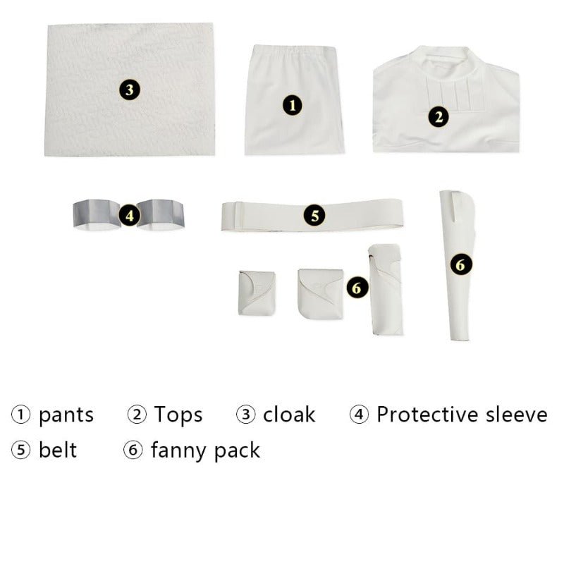 Königin Amidala Padmé Cosplay Weißer Kampfanzug mit Umhang - Comic Con & Halloween Kostüm