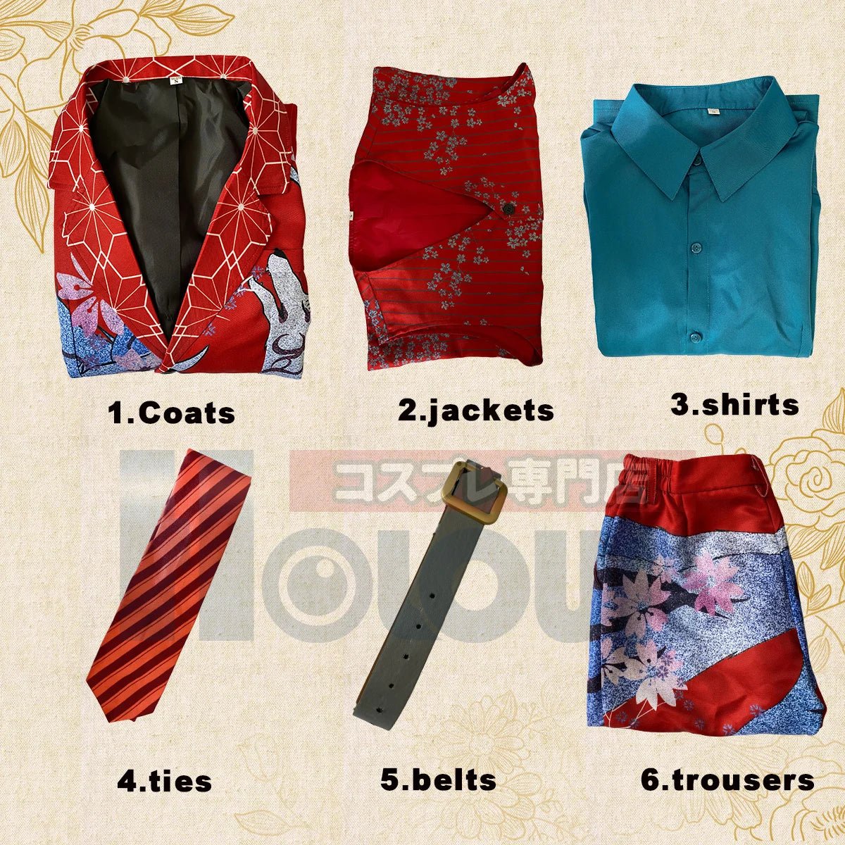 Tokyo Anime Cosplay Kostüm Ausstellung Anzug Hajime Kokonoi Uniform Rotfuchs 6-teiliges Set Halloween Weihnachtsgeschenk