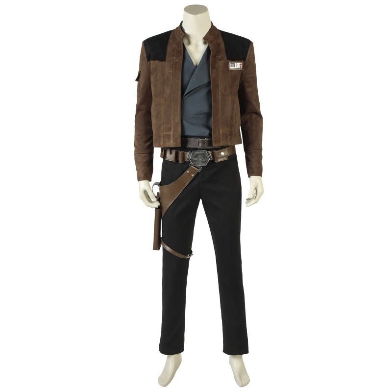 Han Solo Cosplay Kostüm Set - Oberteil, Hose, Mantel, Gürtel für Halloween & Partys