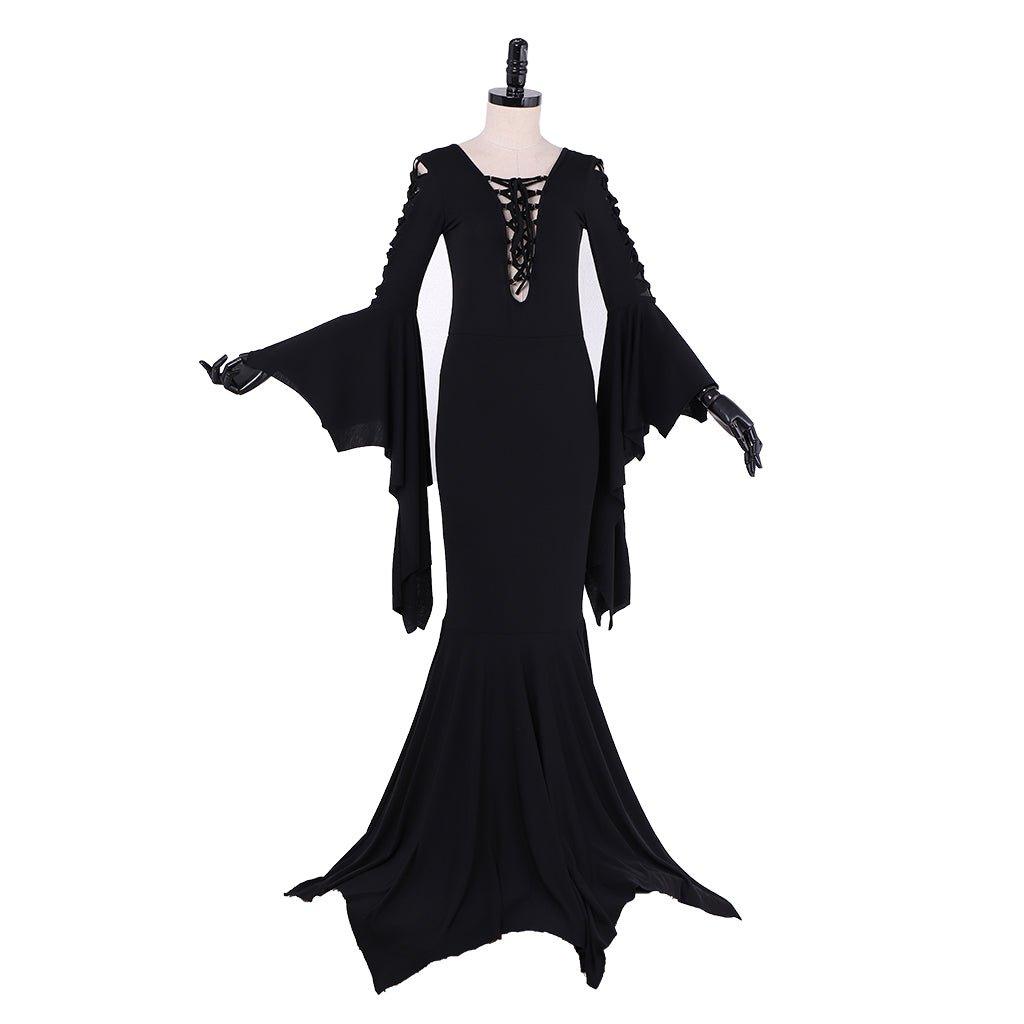 Morticia Addams Kostüm Kleid | Gotisch Vintage Bodenlang Cosplay für Halloween