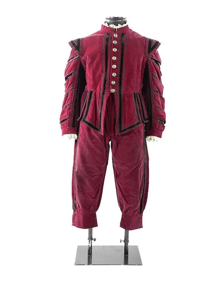 König Heinrich VIII Renaissance Kostüm - Tudor Elisabethanisches Rotes Outfit für Männer | Silberkönig Mittelalter Serie