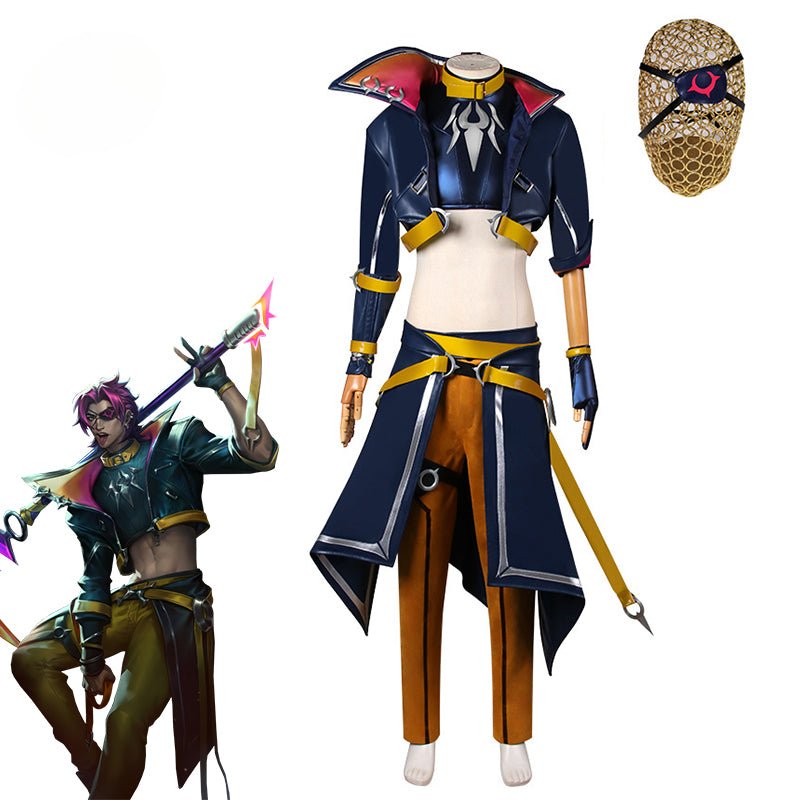 LOL HEARTSTEEL Kayn Cosplay Kostüm LOL Erwachsene Männer Rollenspiel Outfits Männliche Kayn Uniform Halloween Vollständiges Set mit Augenmaske