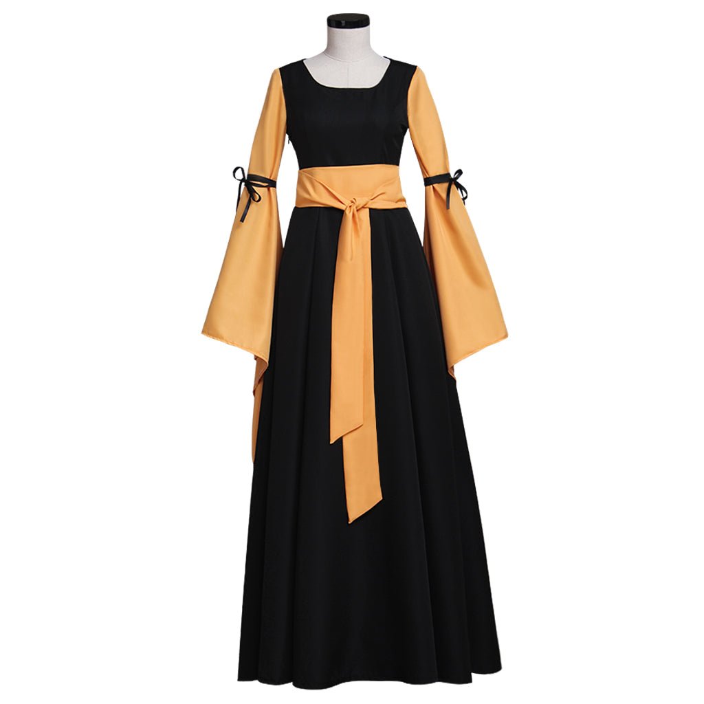 Schwarz und Orange Mittelalter Kleid Renaissance Viktorianisch Gothik Kleid für erwachsene Frauen Fantasy Halloween Party Kostüm