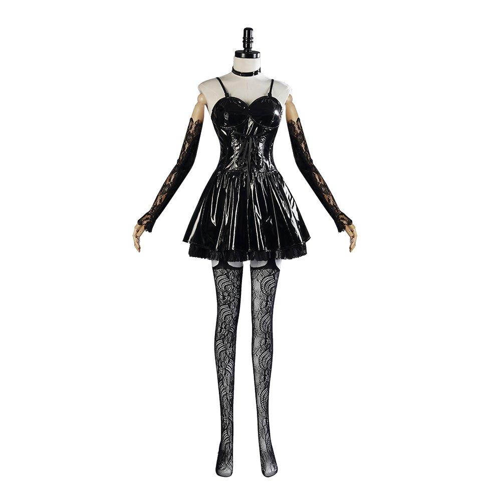 Misa Amane Cosplay Kostüm für Frauen - Lederkleid, Spitzenaccessoires, Strümpfe, Anime Uniform Set