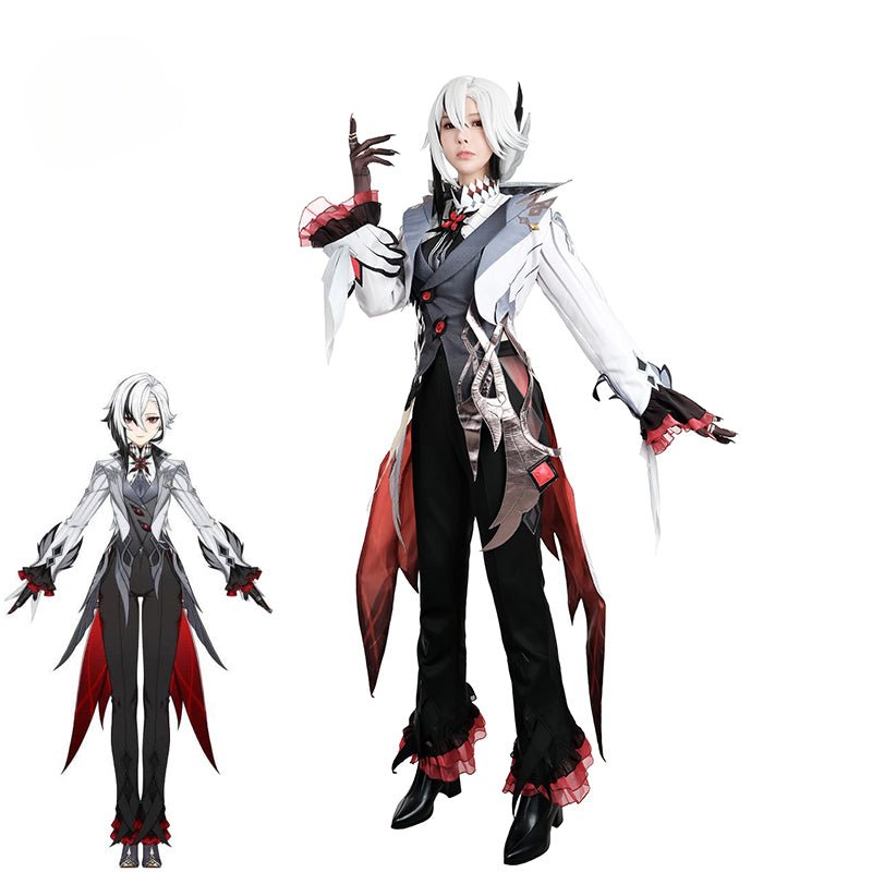 Arlecchino Cosplay Kostüm Genshin Impact Fatui Diener Snezhnaya Arlecchino The Knave Halloween Kostüm Männer Uniform