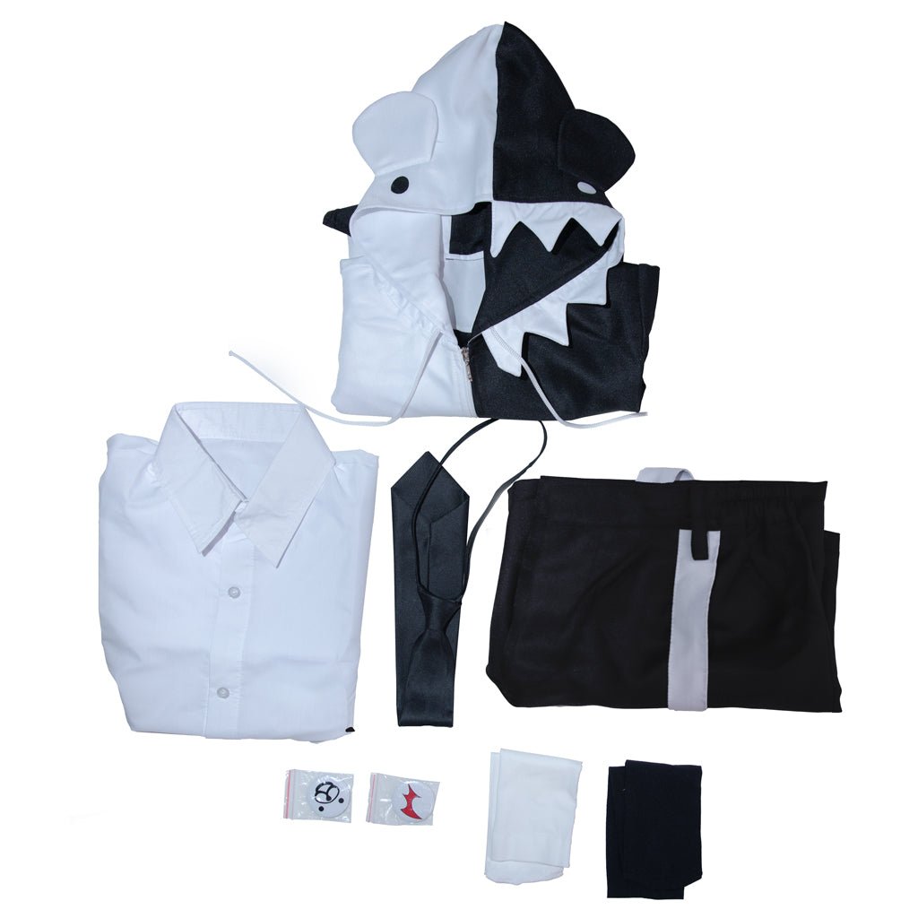 Danganronpa Monokuma Cosplay Kostüm Vollständiges Set - Schwarz & Weiß Bär Outfit