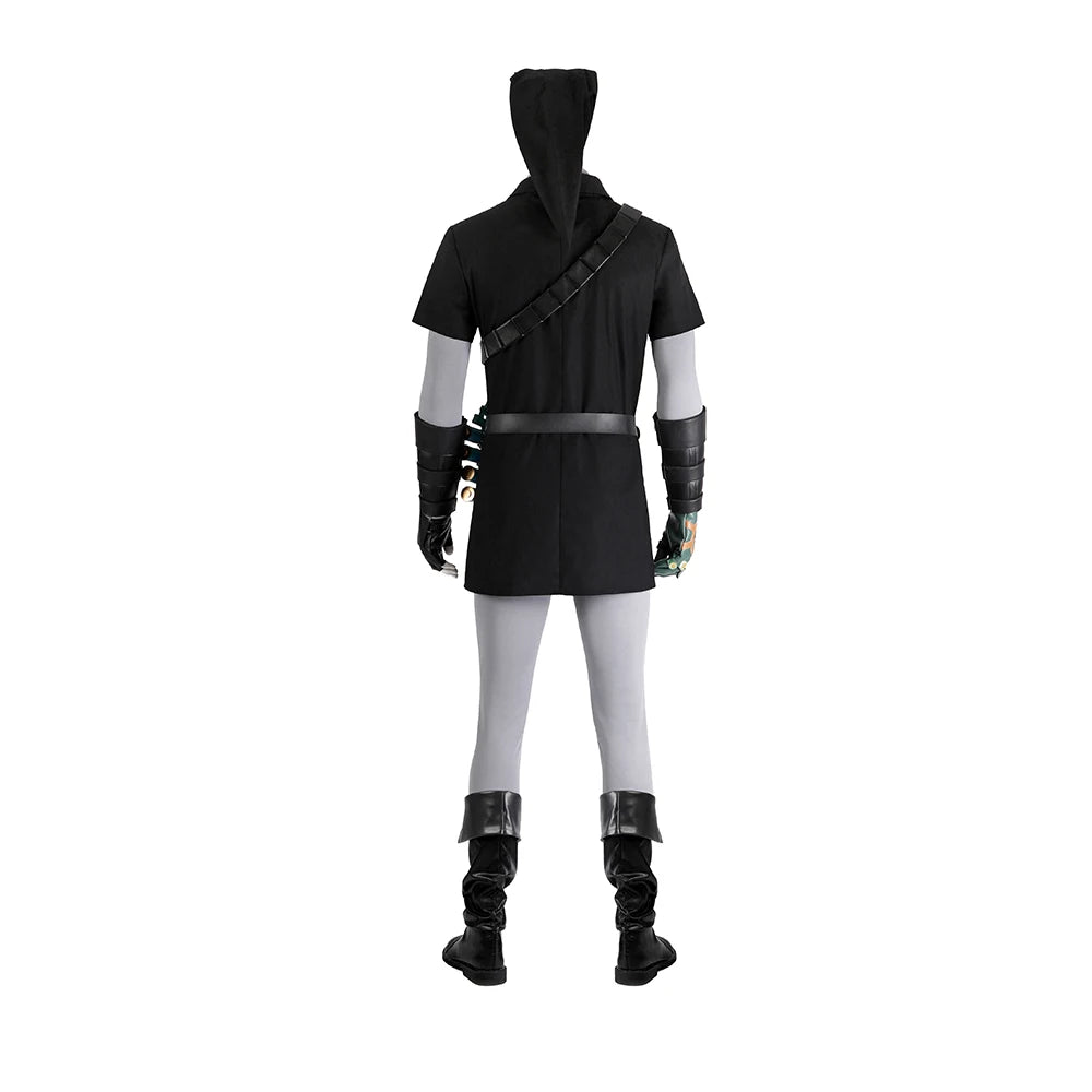 Spiel Zelda Cosplay Dunkles Kostüm Für Männer Schwarze Kampfuniform Komplettset Halloween Karnevalsparty Krieger Verkleidung