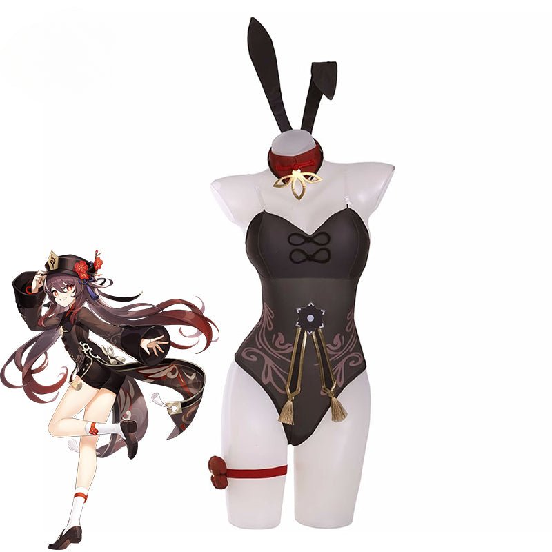Hutao Bunny Girl Kostüm Genshin Impact Hutao Bunny Anzug Frauen Jumpsuit Original Cosplay Kostüm Komplettset