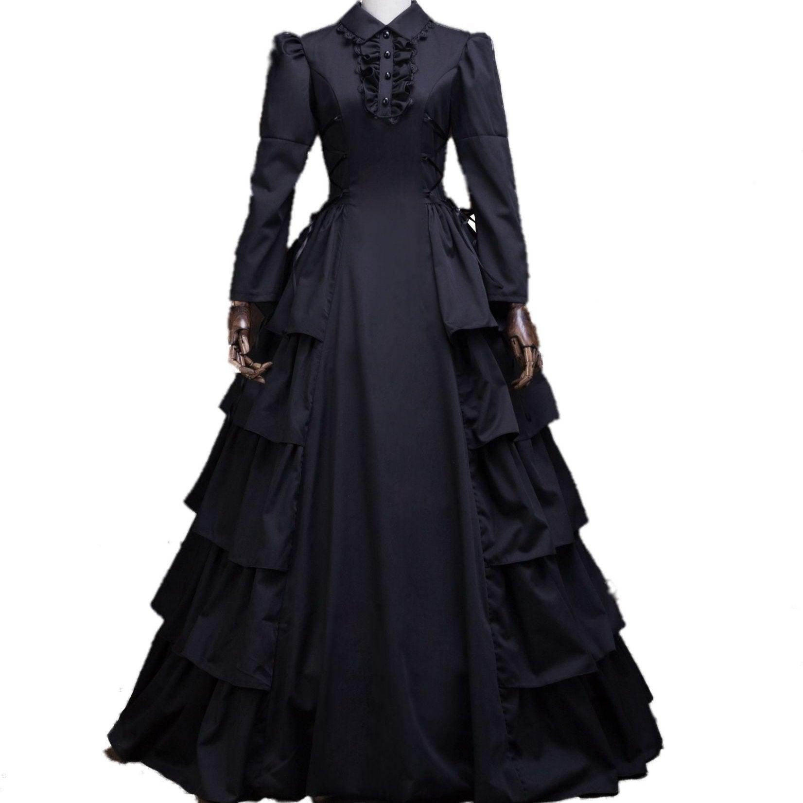 Dunkler Zauber - Gothic Lolita Hofkleid für Halloween Vergnügen