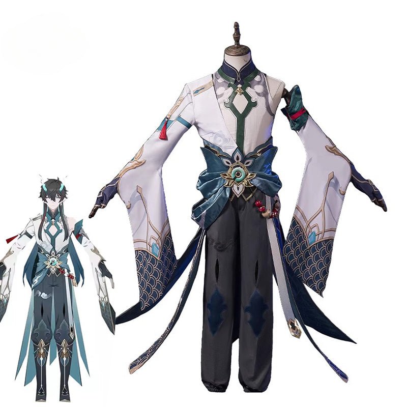 Honkai Star Rail Kalter Drache Junger DanHeng Cosplay Kostüm mit Drachenhorn Dan Heng Cosplay Antiker Stil Männeranzug