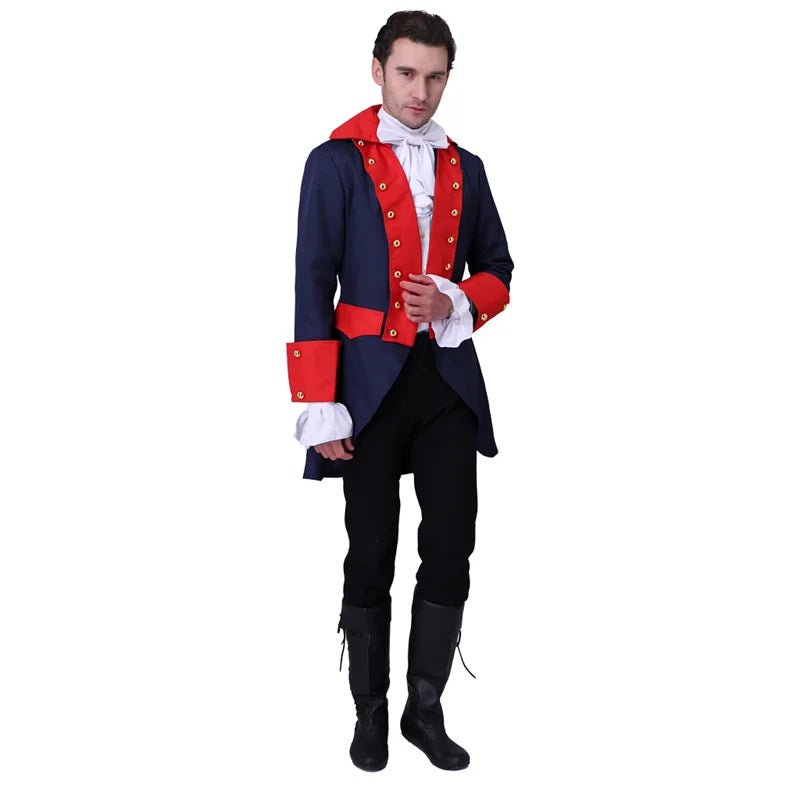 18. Jahrhundert Männer Vintage Rot Blau Mantel Prinz König Kostüm Bühnenperformance Uniform Mantel Halloween Cosplay