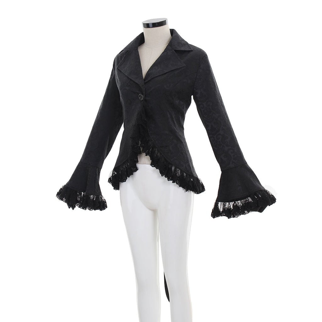 Viktorianischer Renaissance Retro Mantel Damen Spitzenjacke Steampunk Stehkragen Mittelalterliche Adlige Prinzessin Gräfin Cardigan Schwarz