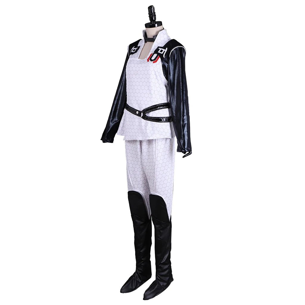 Miranda Lawson Cosplay Kostüm für Frauen - Punk Retro Weißer Kampfanzug Halloween Karneval Party Streetwear