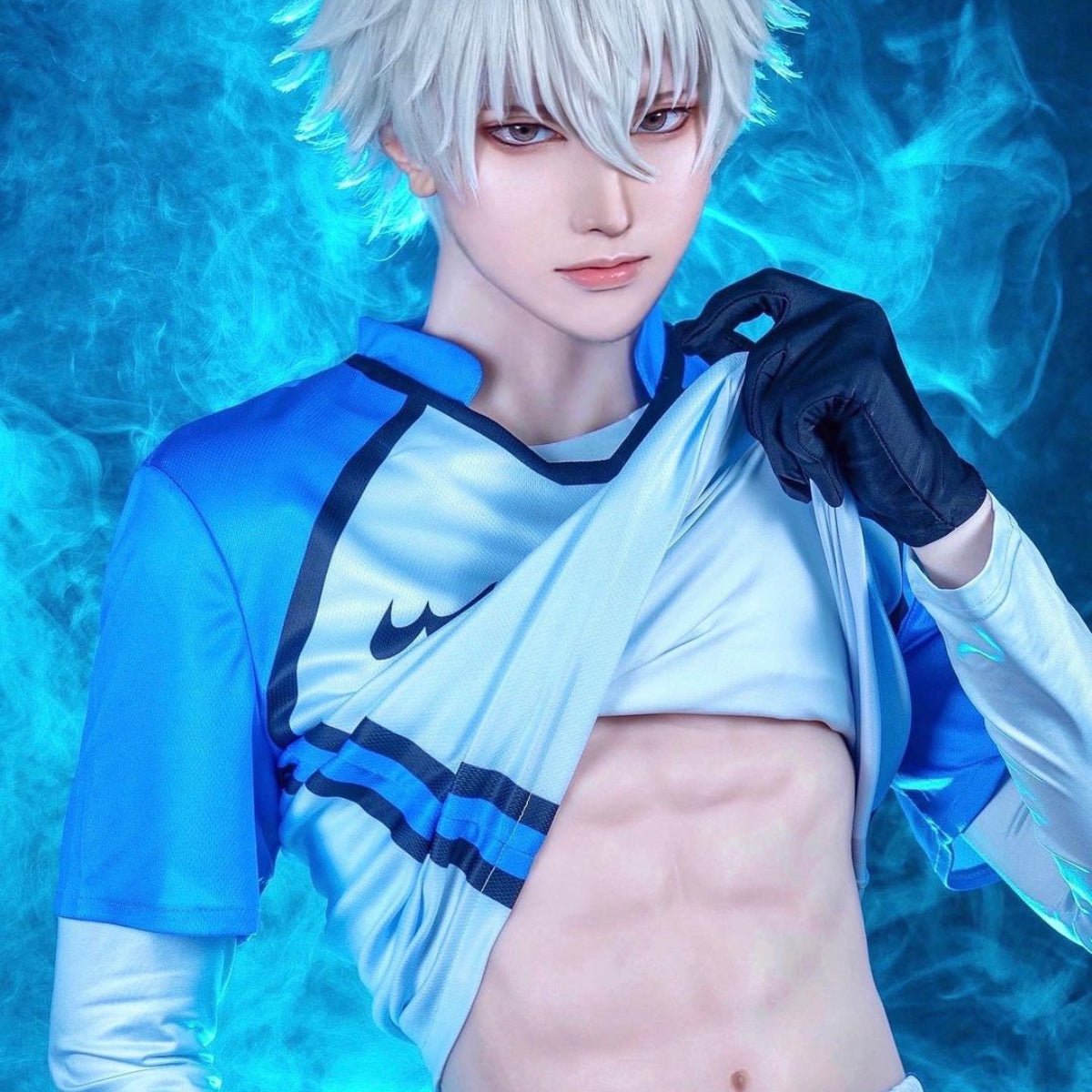 Blue Lock Anime Cosplay Kostüm Perücke MAN SHINE CITY Nagi Reo Mikage Chigiri Rose Net Fußball Soccer Uniform Täglicher Sport