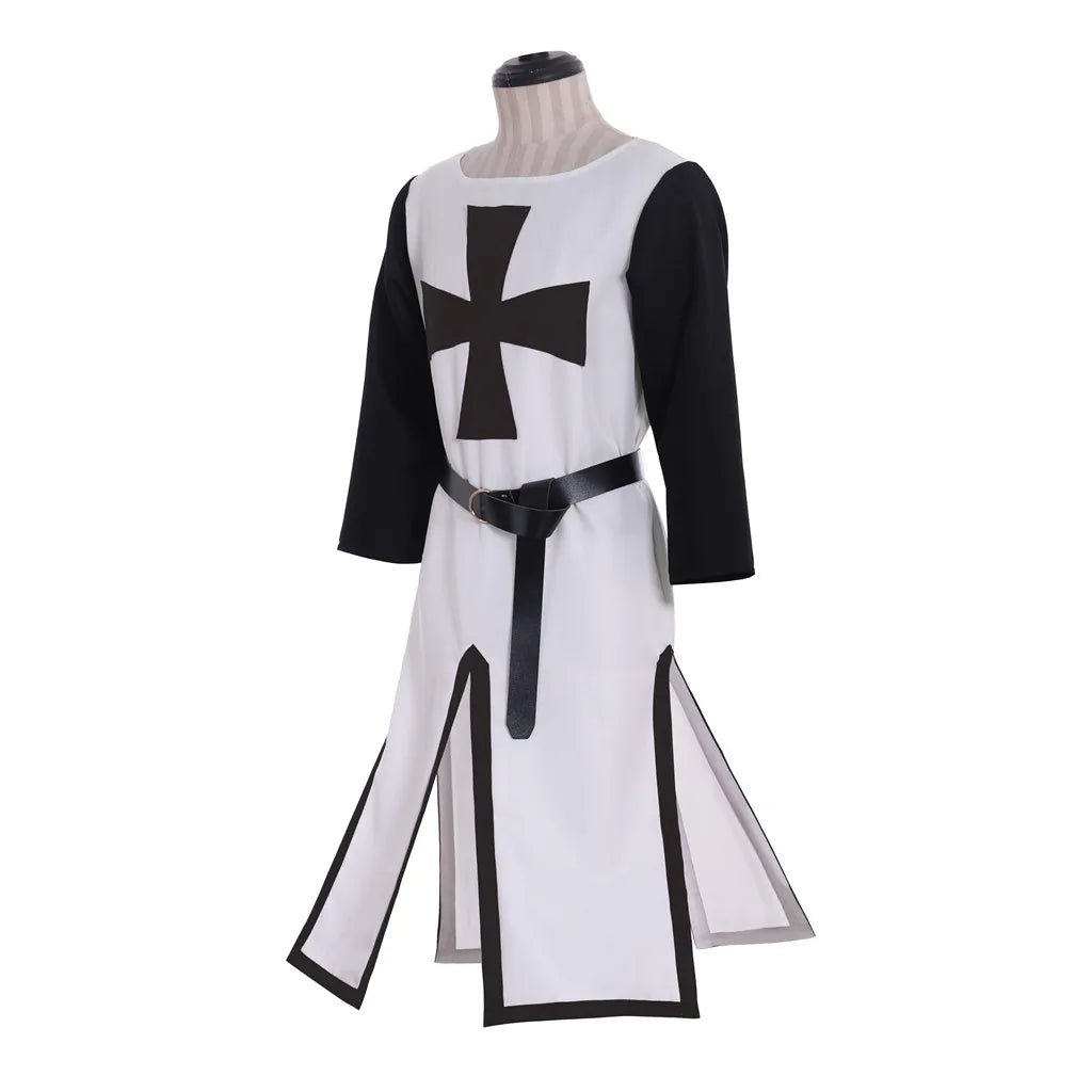 Mittelalterliches Ritter Renaissance Krieger Cosplay Kostüm - Hospitaller Tabard Surcoat & Bürgerkrieg Robe für Männer