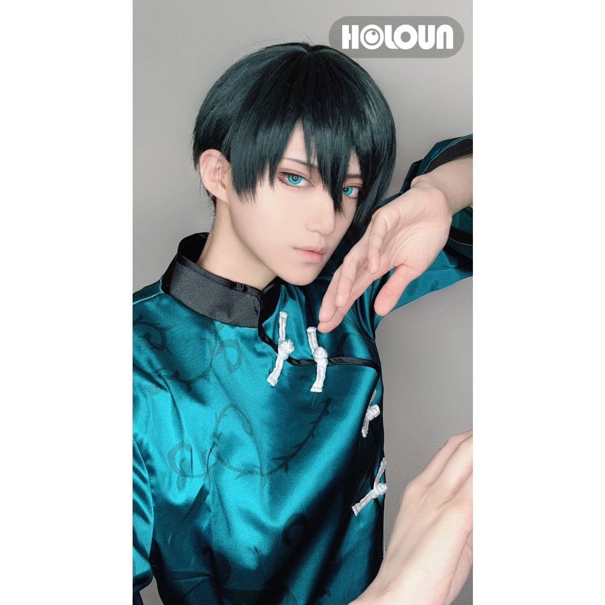 Blue Lock Anime Rin Itoshi Cosplay China Kostüm Kung Fu Tang Anzug Perücke Rose Netz Synthetische Fasern Verstellbare Größe Geschenk