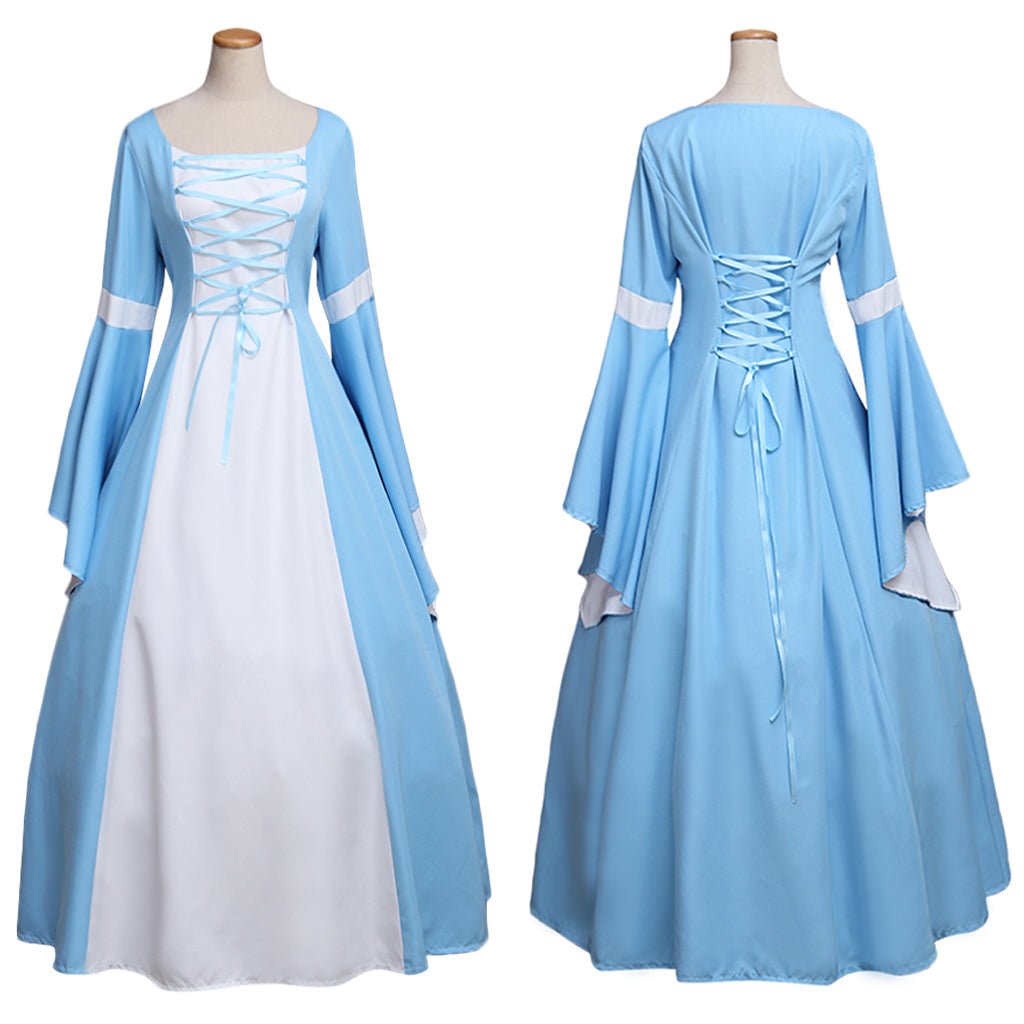 Mittelalter Kostüme für Frauen Gotisches Blaues Vintage Langes Renaissance Viktorianisches Elisabeth Kleid Maßgeschneidert