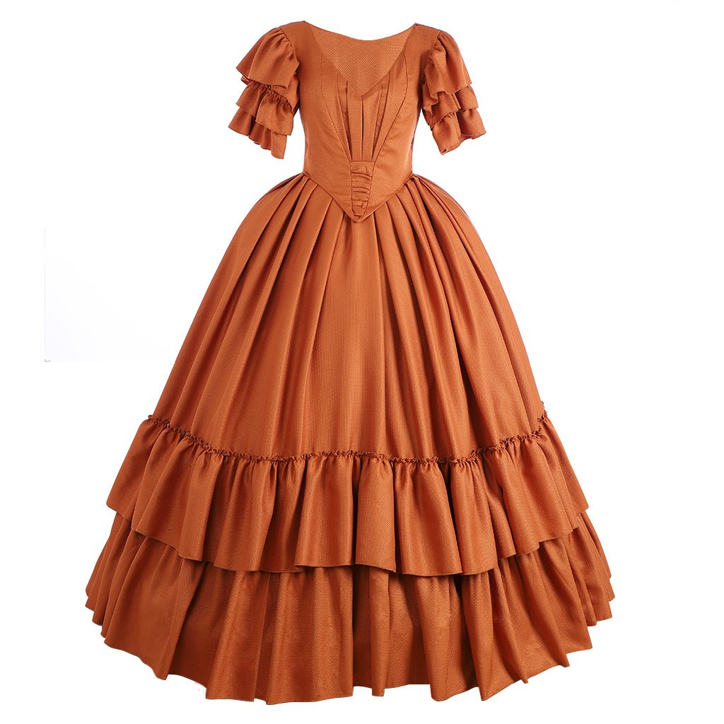 Damen Mittelalter Viktorianisch Barock Empire Taillen Ballkleid mit Raff Details