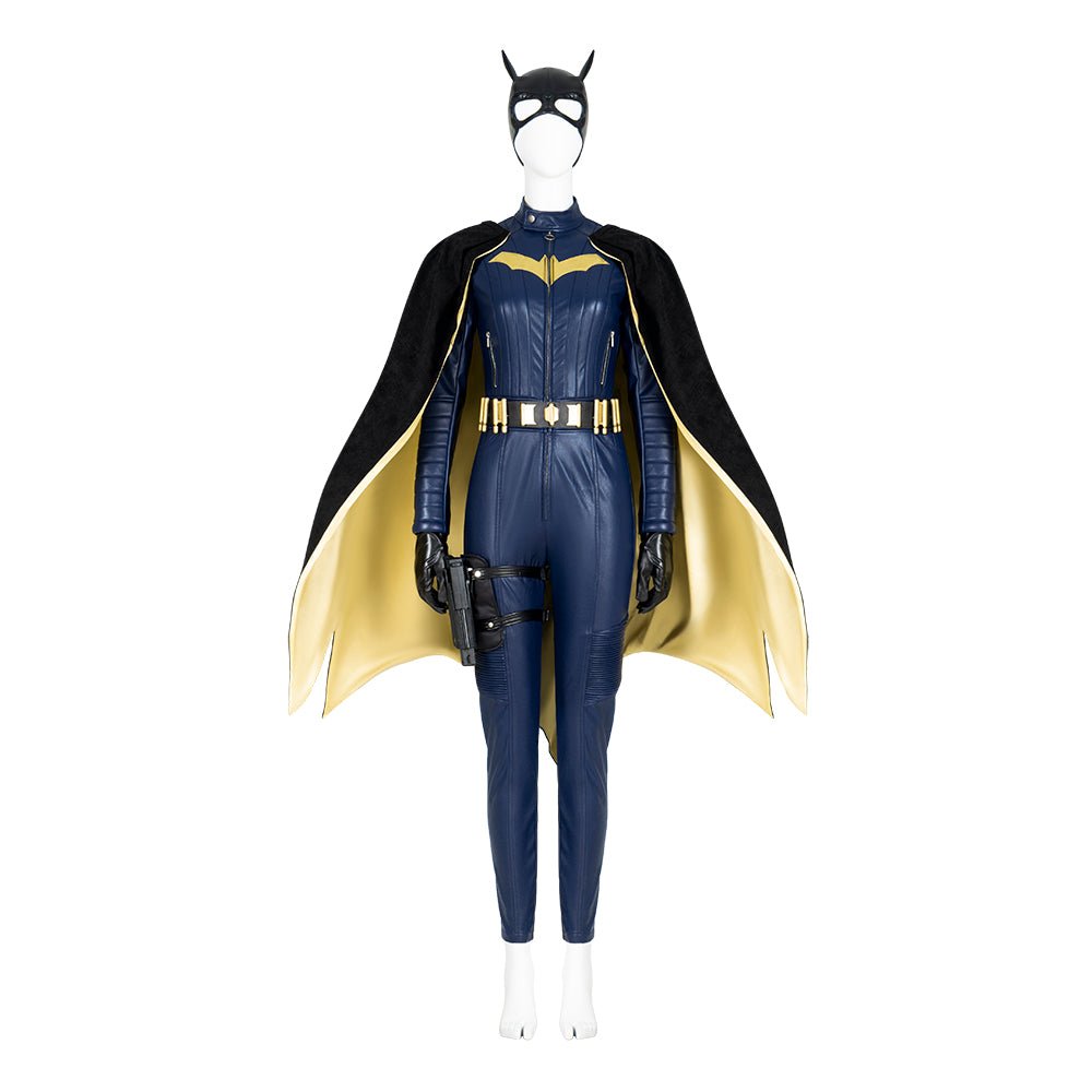 2022 Batgirl Cosplay Kostüm - Barbara Gordon Superhelden Blauer Anzug Kampfanzug mit Cape