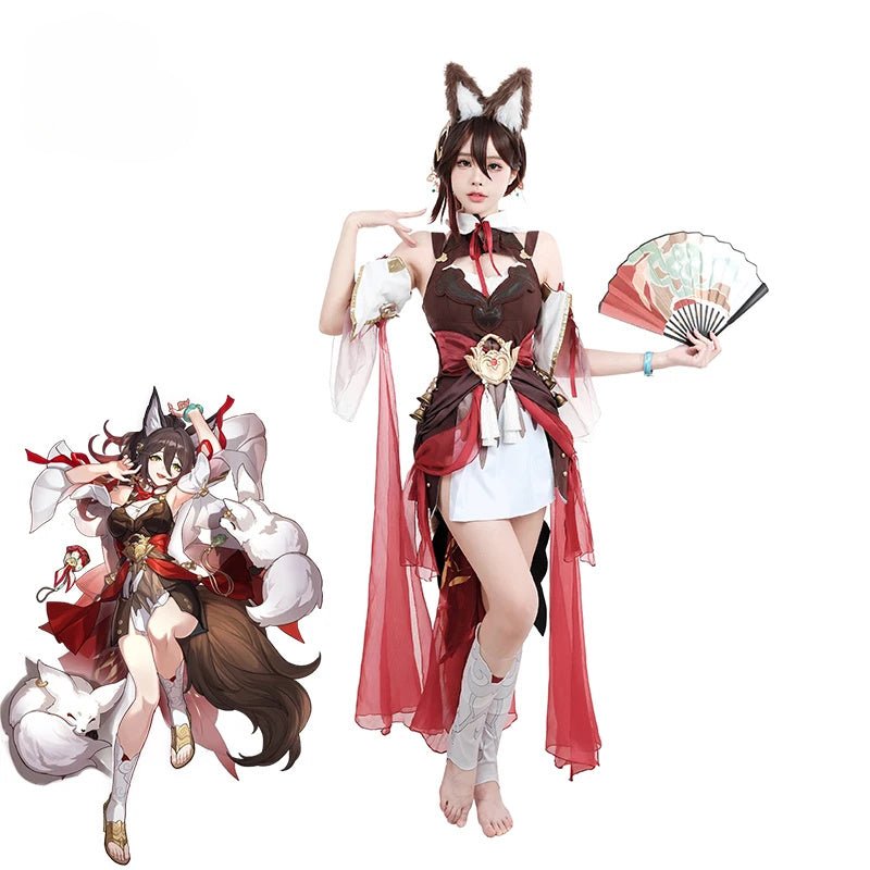 Game Honkai Star Rail Tingyun Cosplay Kostüm Antiker Stil Fuchs Schwanz Design Damenkleid Halloween Karneval Party Anzug