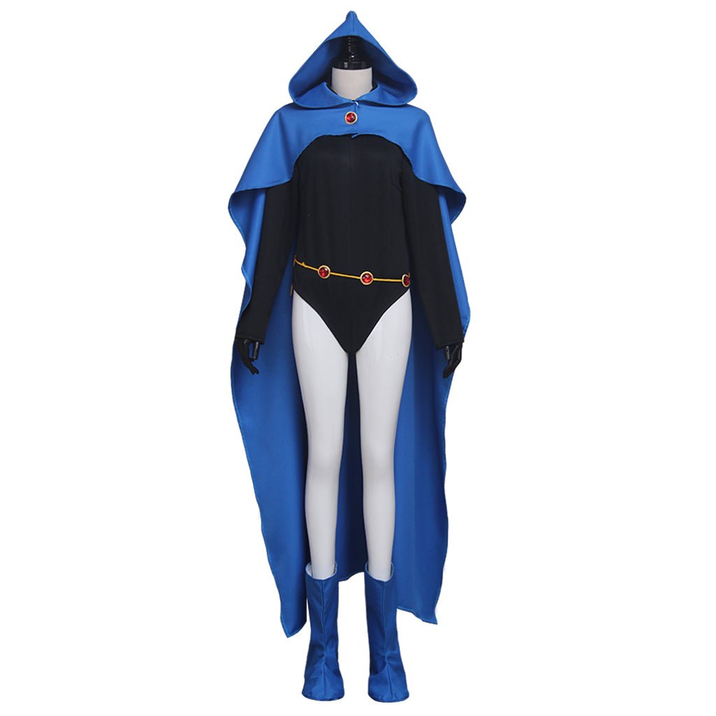 Teen Titans Raven Cosplay Kostüm - Superheld Comic Halloween Cape & Unitard Outfit Blau