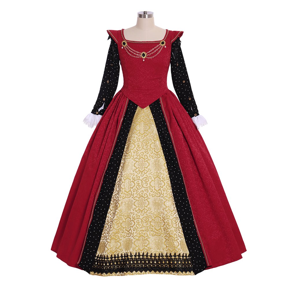 Mittelalterliches Tudor-Kleid Cosplay Kostüm | Maßgeschneidertes rotes Kleid für Renaissance-Messen & Tudor-Events