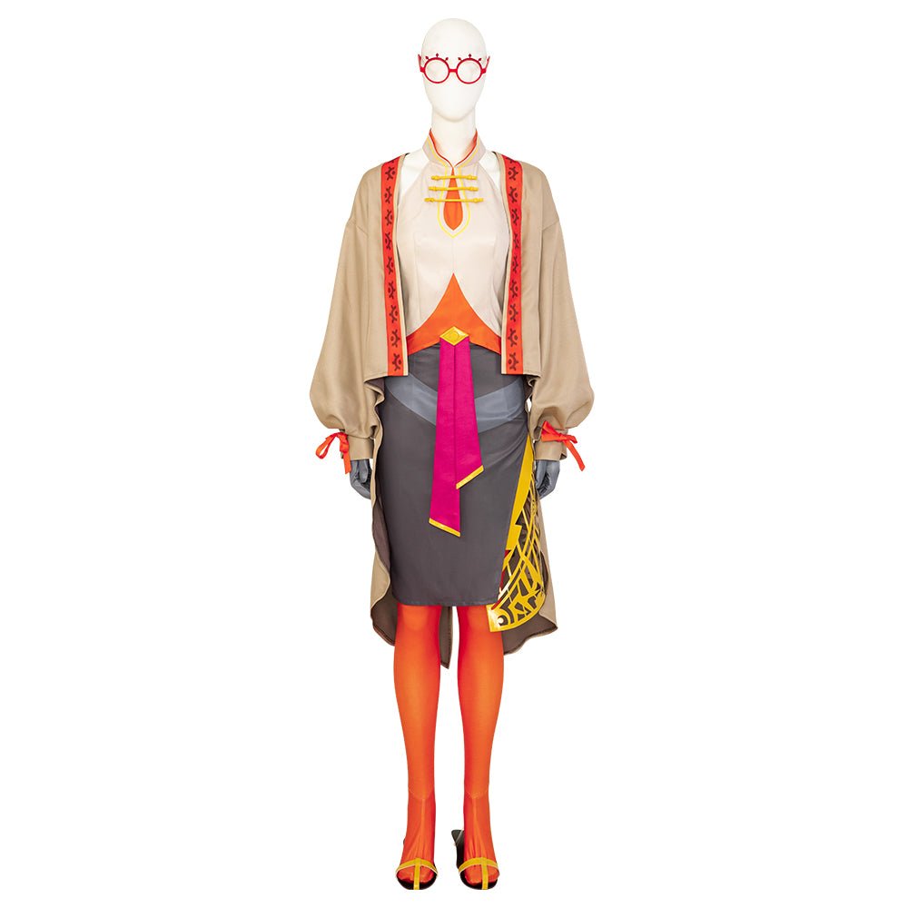 Purah Spiel Cosplay Kostüm - Prinzessinnen Outfit mit Umhang, Oberteil, Rock und Zubehör