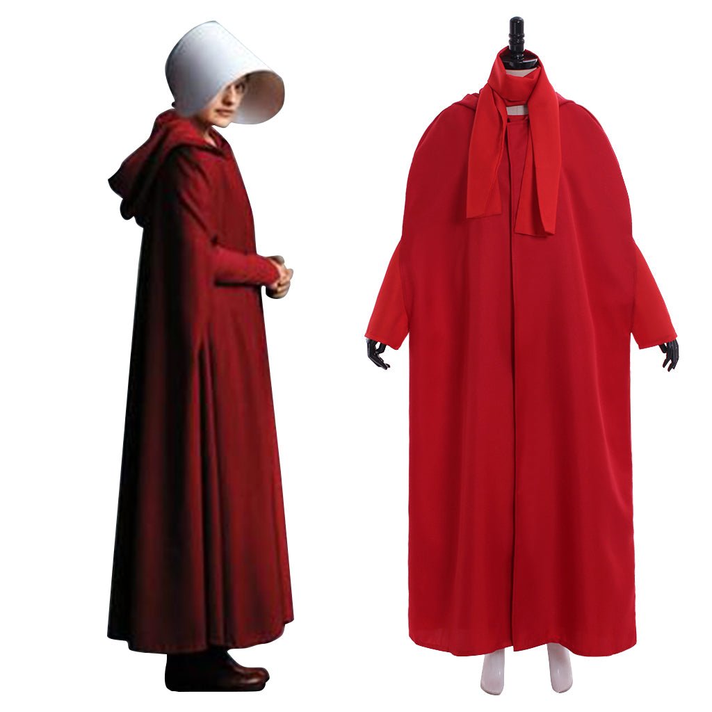 Handmaid's Tale Kostüm Komplettset - Rote Umhang, Schal, Rock, Tasche, Haube für Halloween