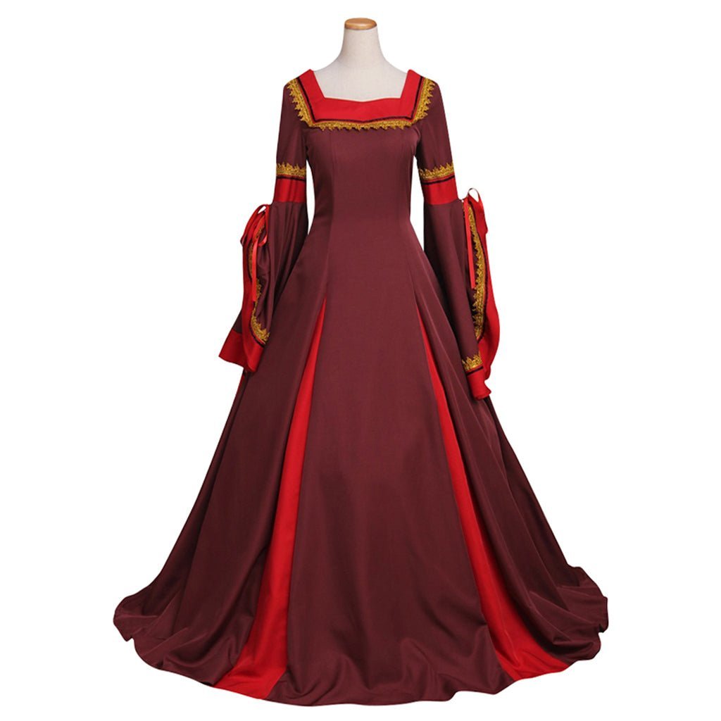 Damen Dunkelrotes Viktorianisches Mittelalterliches Süd Manor Kleid Kostüm Cosplay für Karneval Party Maßgeschneidert
