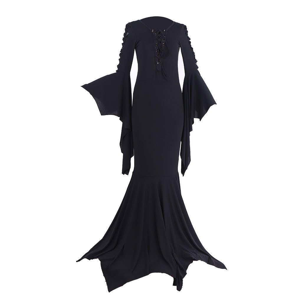 Morticia Addams Kostüm Kleid | Gotisch Vintage Bodenlang Cosplay für Halloween