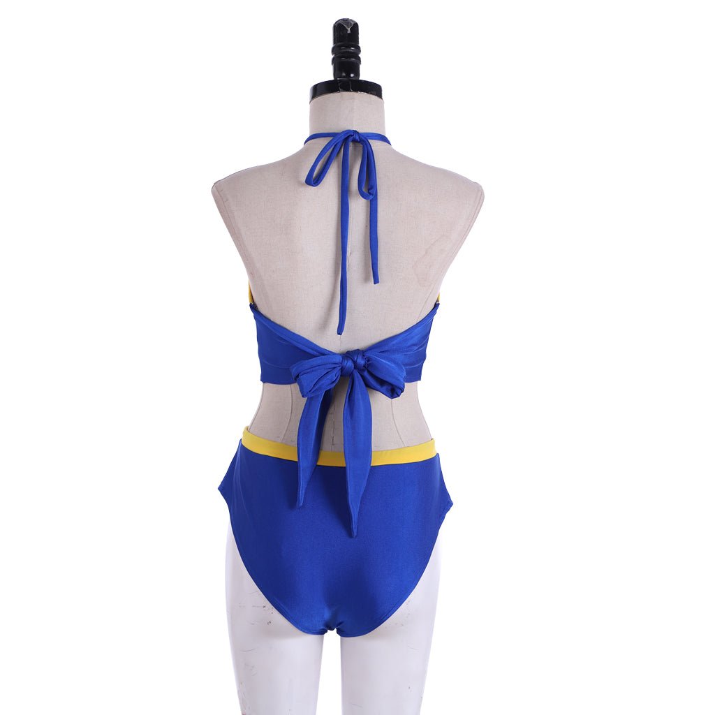 Chun-Li Cosplay Kostüm | Blaues Sexy Kampfoutfit | Street Fighter Chun-Li Crop Top & Shorts Set