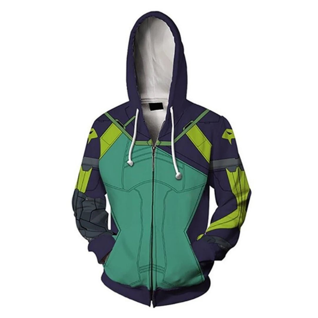 Spiel Valorant Viper Cosplay Reißverschluss Kapuzensweatshirt Unisex 3D Druck Halloween Karneval Party Pullover