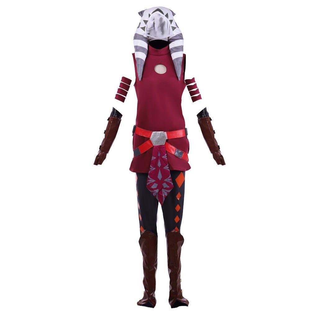Rotes Ahsoka Tano Cosplay Kostüm | Erwachsene Frauen Kampfanzug & Hut | Star Wars Halloween Outfit